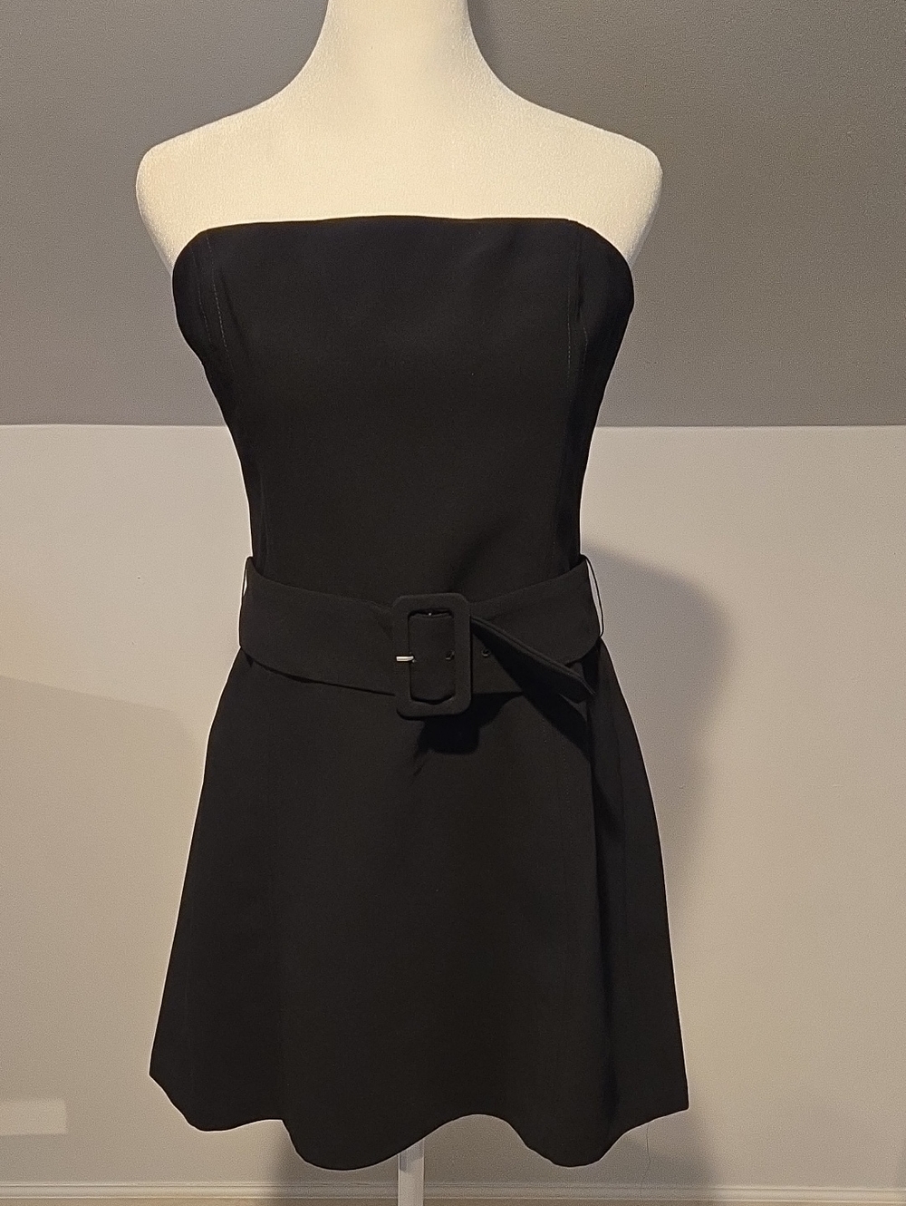 Amanda Uprichard Black Strapless Belted Dress